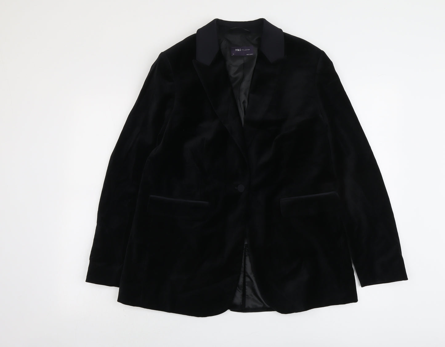 Marks and Spencer Womens Black Polyester Jacket Suit Jacket Size 14