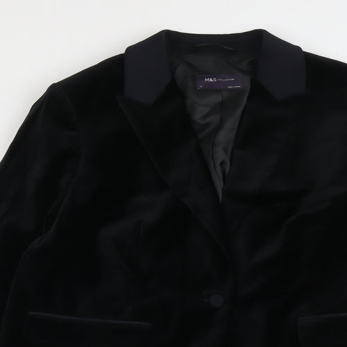 Marks and Spencer Womens Black Polyester Jacket Suit Jacket Size 14