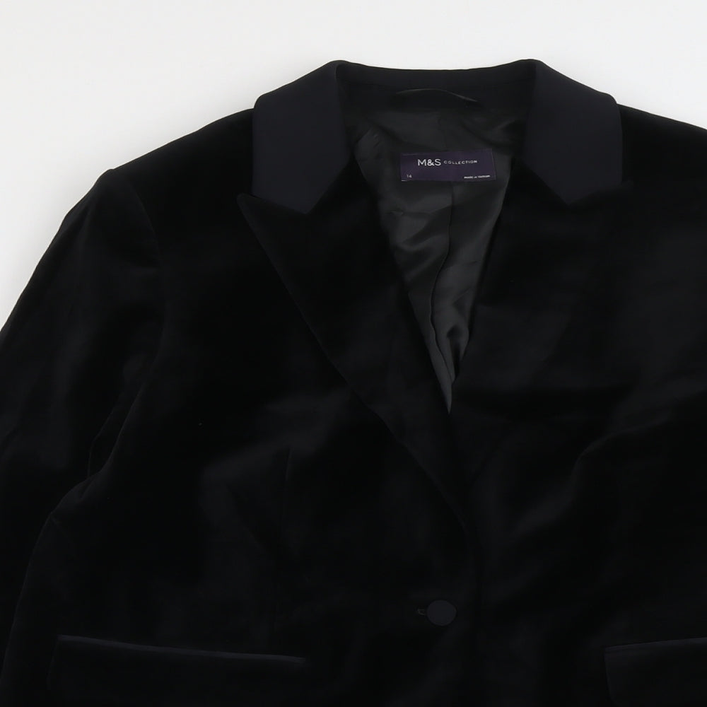 Marks and Spencer Womens Black Polyester Jacket Suit Jacket Size 14