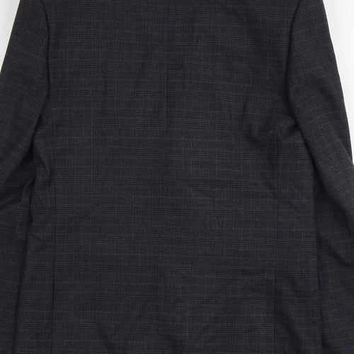 Marks and Spencer Mens Grey Plaid Polyester Jacket Suit Jacket Size 36 Regular