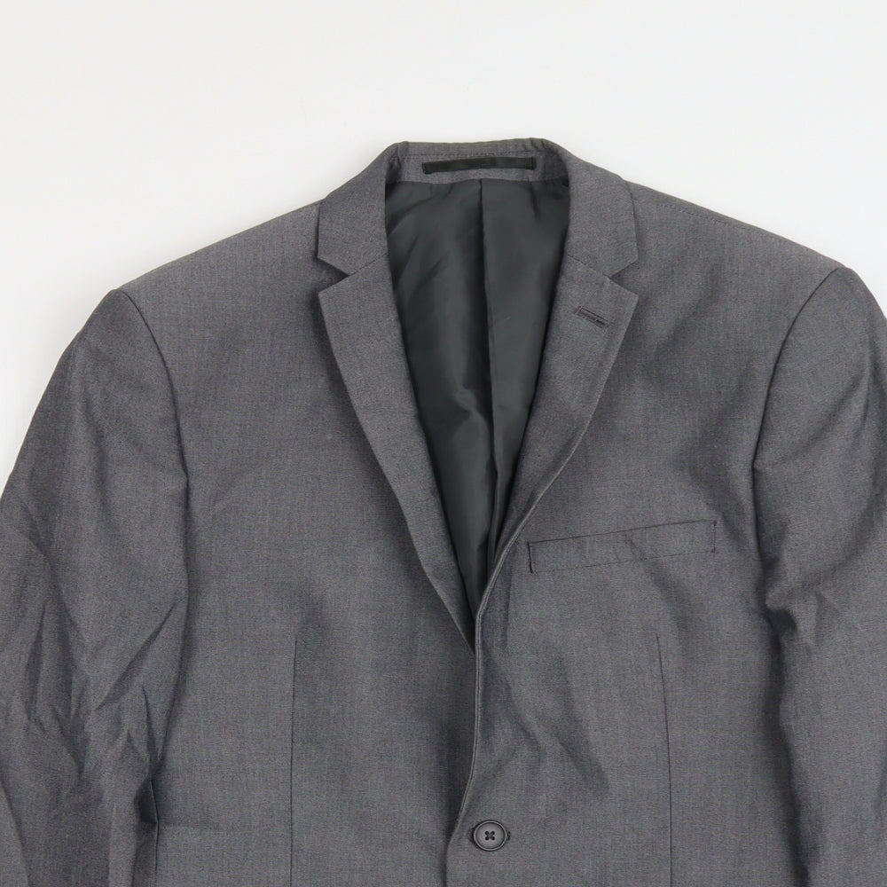 Red Herring Mens Grey Polyester Jacket Suit Jacket Size 38 Regular