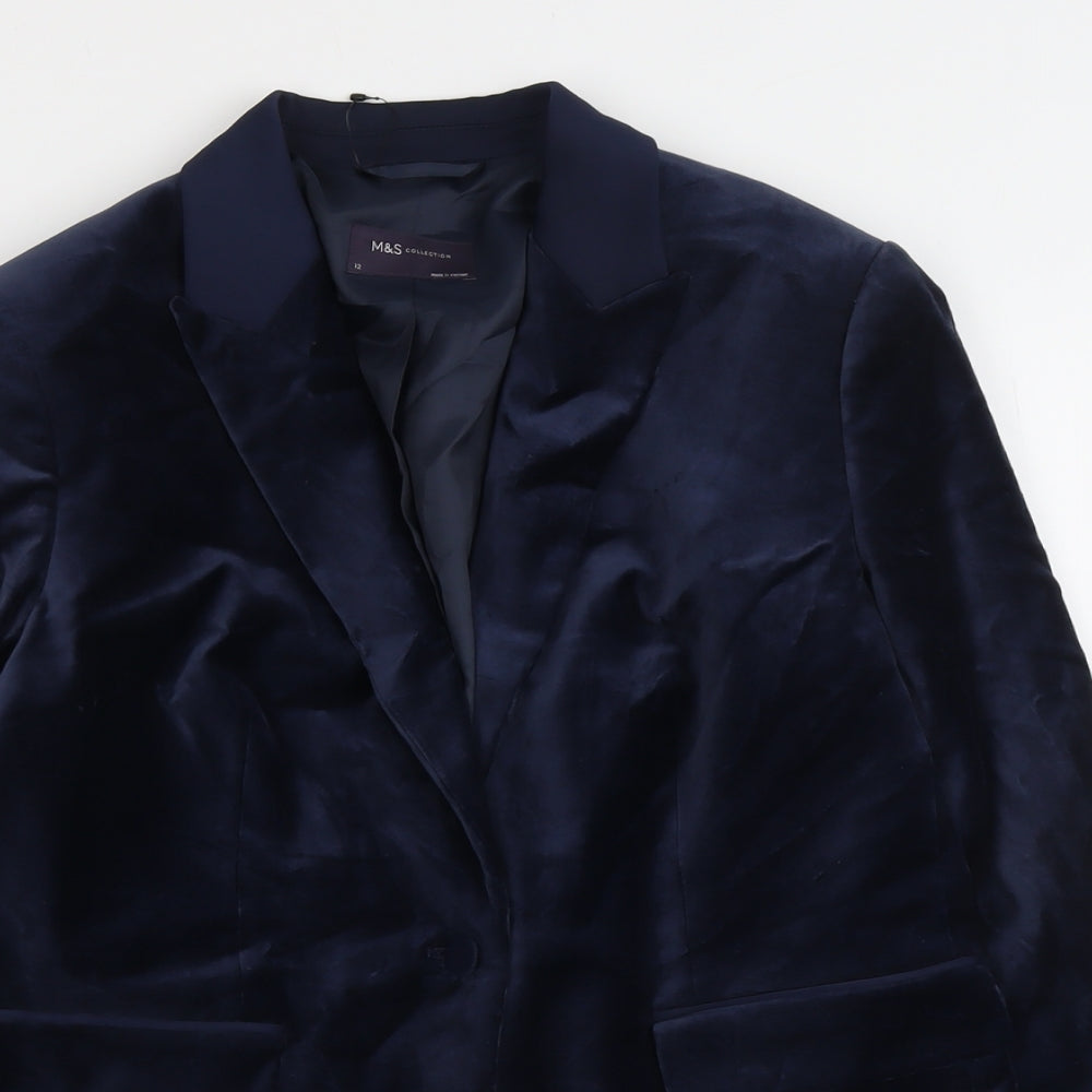 Marks and Spencer Womens Blue Polyester Jacket Suit Jacket Size 12