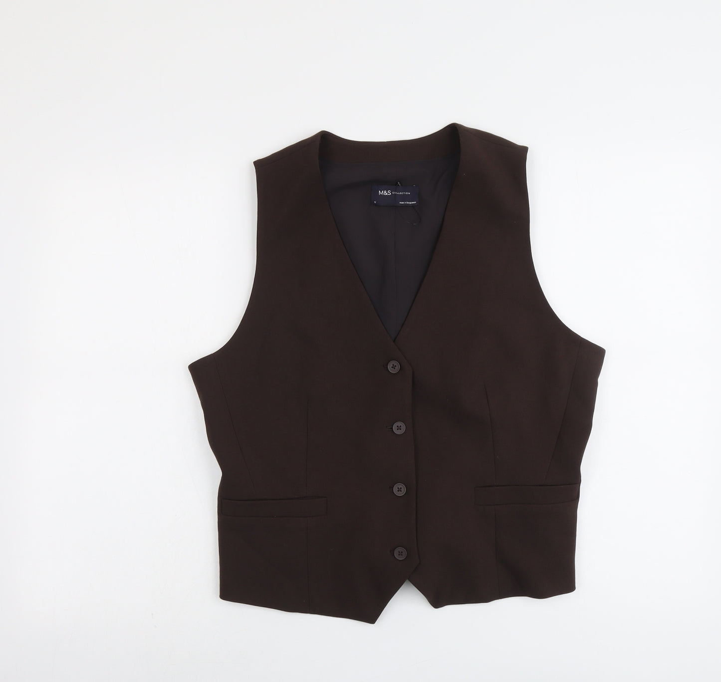 Marks and Spencer Womens Brown Polyester Jacket Suit Waistcoat Size 16