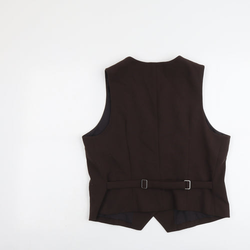 Marks and Spencer Womens Brown Polyester Jacket Suit Waistcoat Size 16