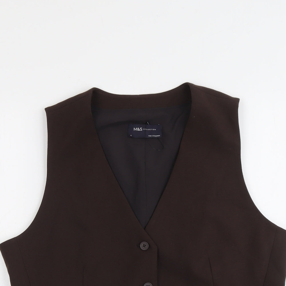 Marks and Spencer Womens Brown Polyester Jacket Suit Waistcoat Size 16