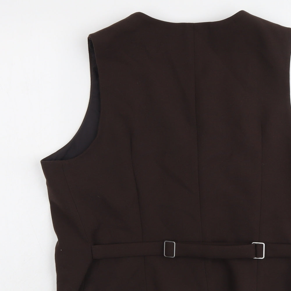 Marks and Spencer Womens Brown Polyester Jacket Suit Waistcoat Size 16