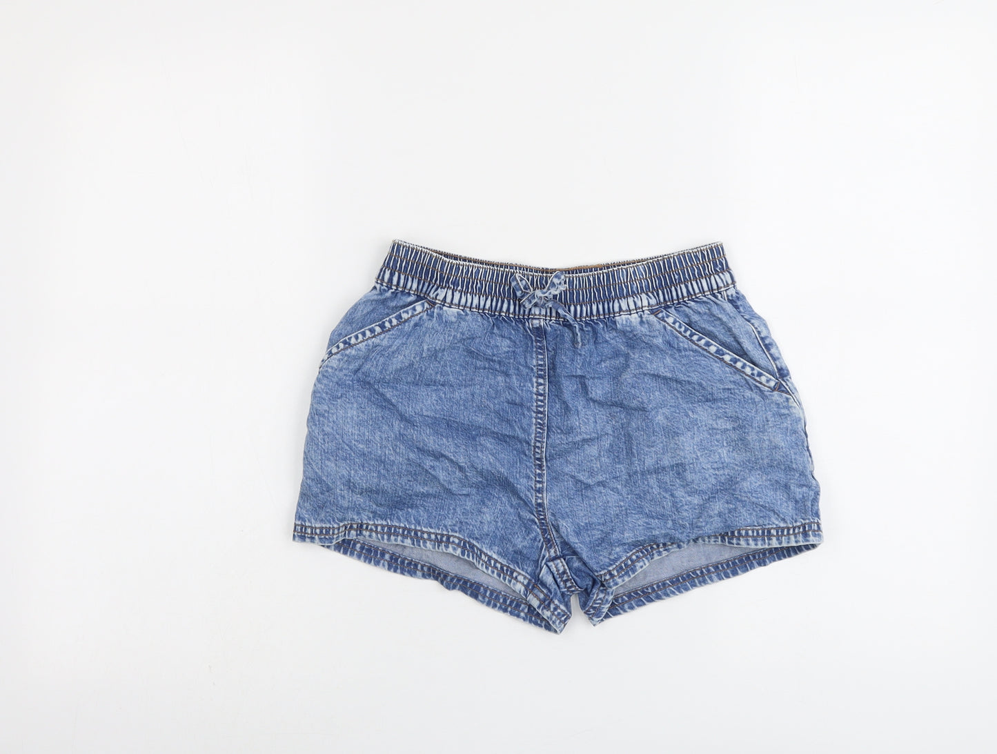 NEXT Girls Blue Cotton Mom Shorts Size 11 Years Regular Drawstring