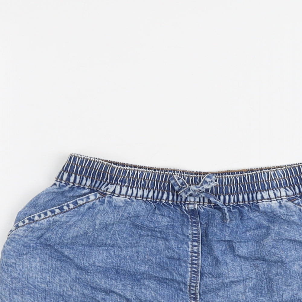 NEXT Girls Blue Cotton Mom Shorts Size 11 Years Regular Drawstring