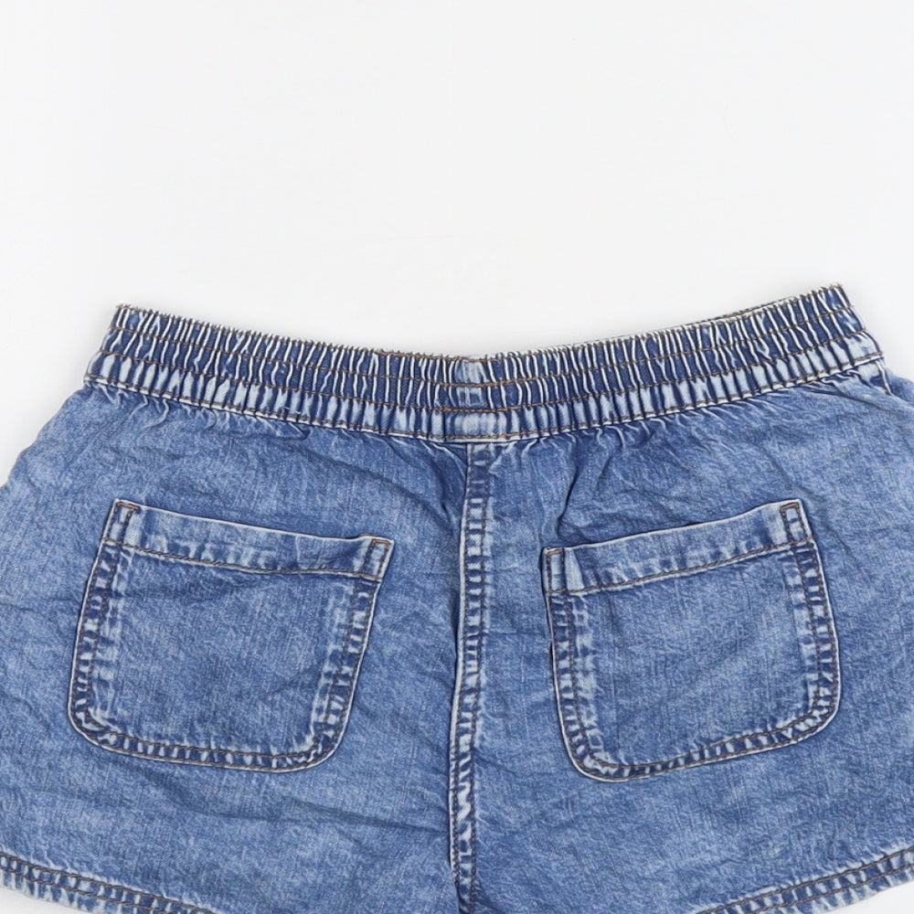 NEXT Girls Blue Cotton Mom Shorts Size 11 Years Regular Drawstring