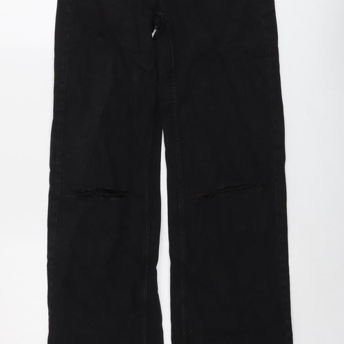 Bershka Womens Black Cotton Mom Jeans Size 6 L32.5 in Regular Button