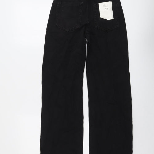 Bershka Womens Black Cotton Mom Jeans Size 6 L32.5 in Regular Button