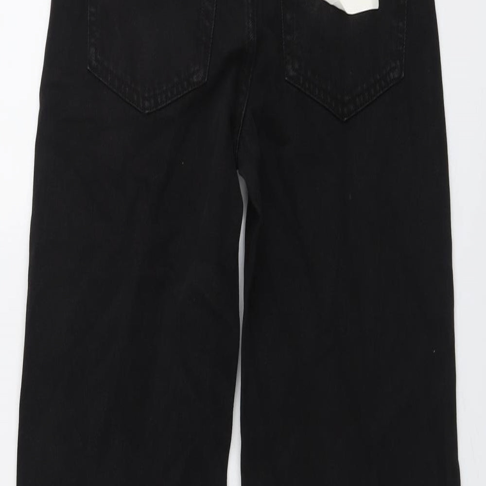 Bershka Womens Black Cotton Mom Jeans Size 6 L32.5 in Regular Button