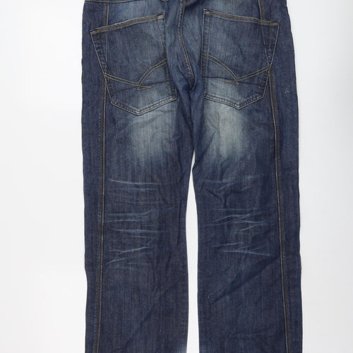 Firetrap Mens Blue Cotton Straight Jeans Size 34 in L30 in Regular Button