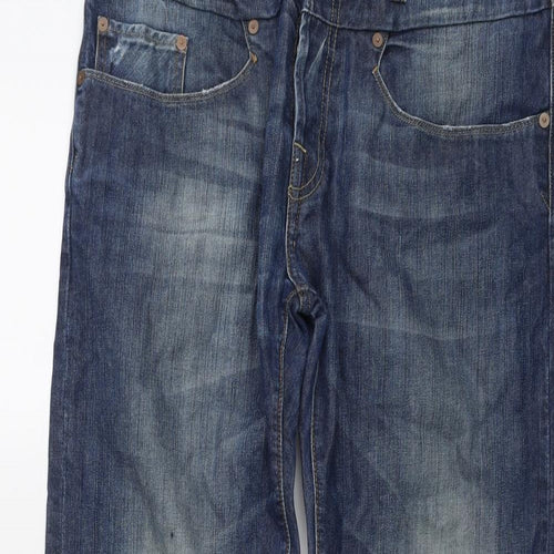 Firetrap Mens Blue Cotton Straight Jeans Size 34 in L30 in Regular Button
