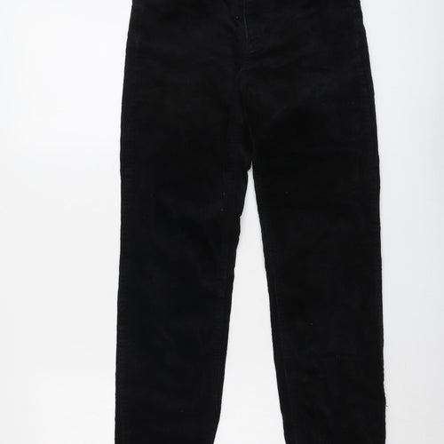 H&M Womens Black Cotton Trousers Size 6 L26 in Regular Button