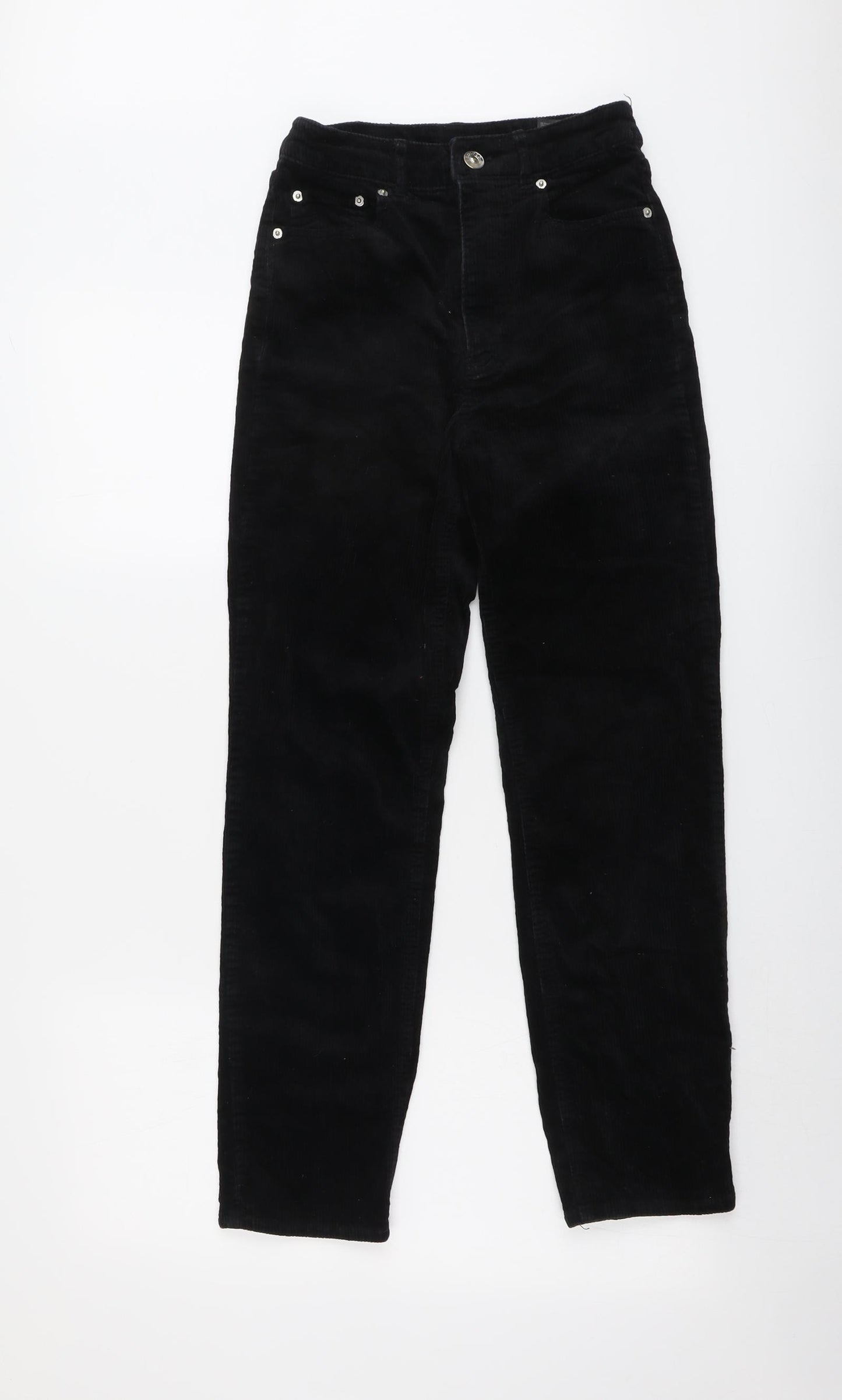 H&M Womens Black Cotton Trousers Size 6 L26 in Regular Button