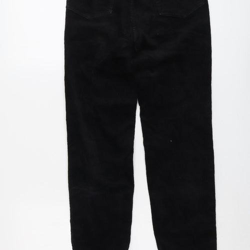 H&M Womens Black Cotton Trousers Size 6 L26 in Regular Button