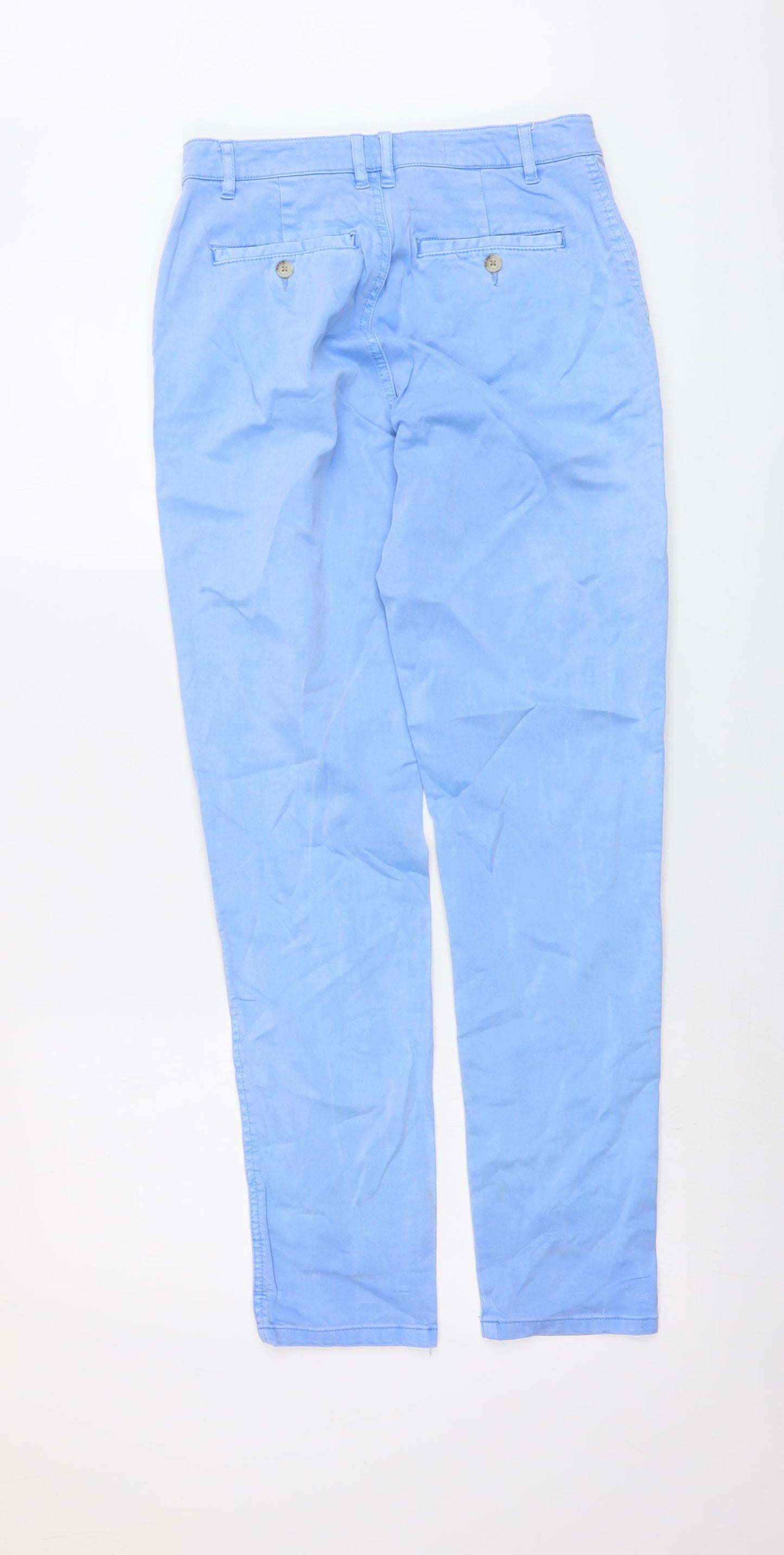 Joules Womens Blue Cotton Chino Trousers Size 8 L30 in Regular Button