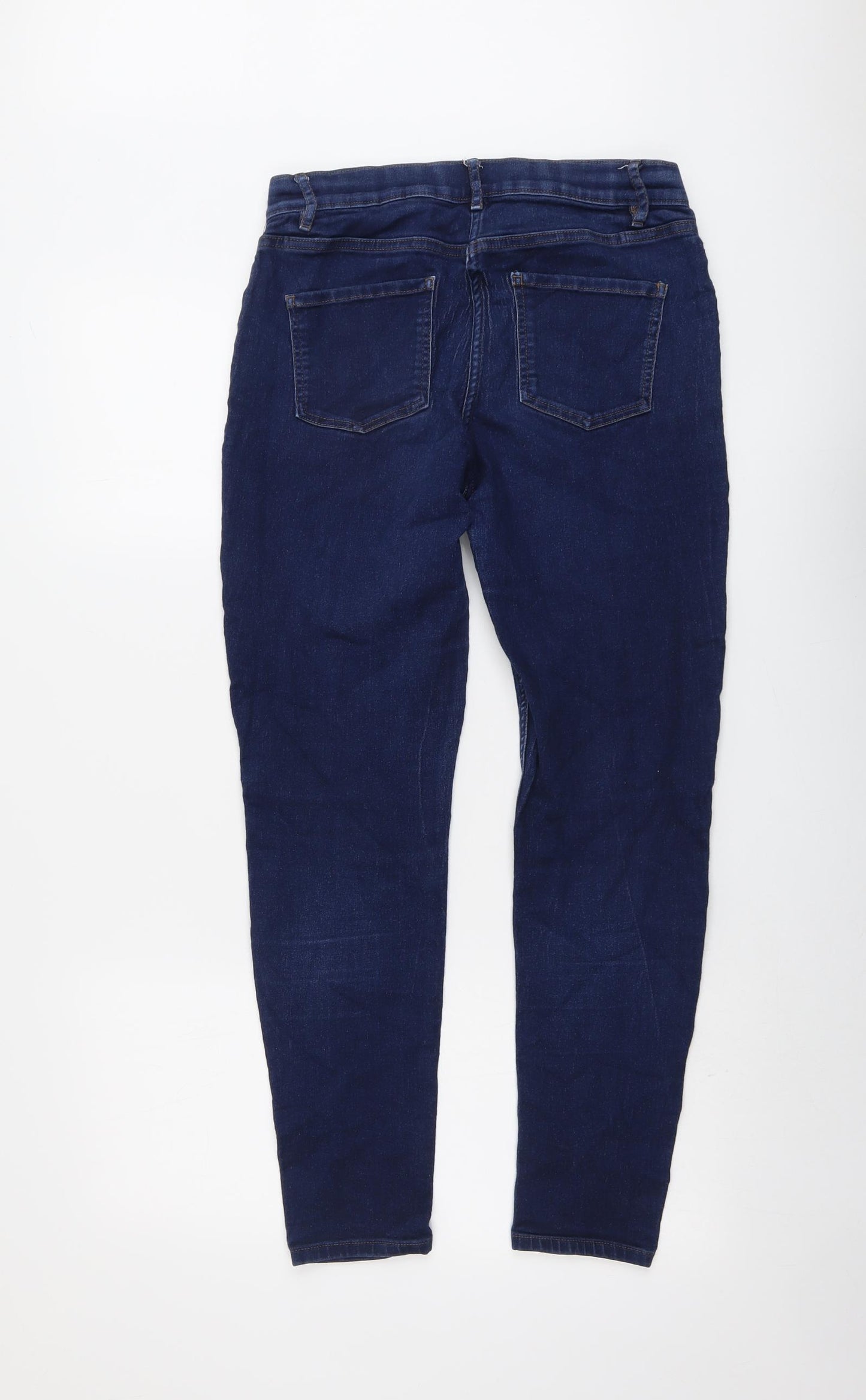 NEXT Womens Blue Cotton Skinny Jeans Size 12 L27 in Regular Button