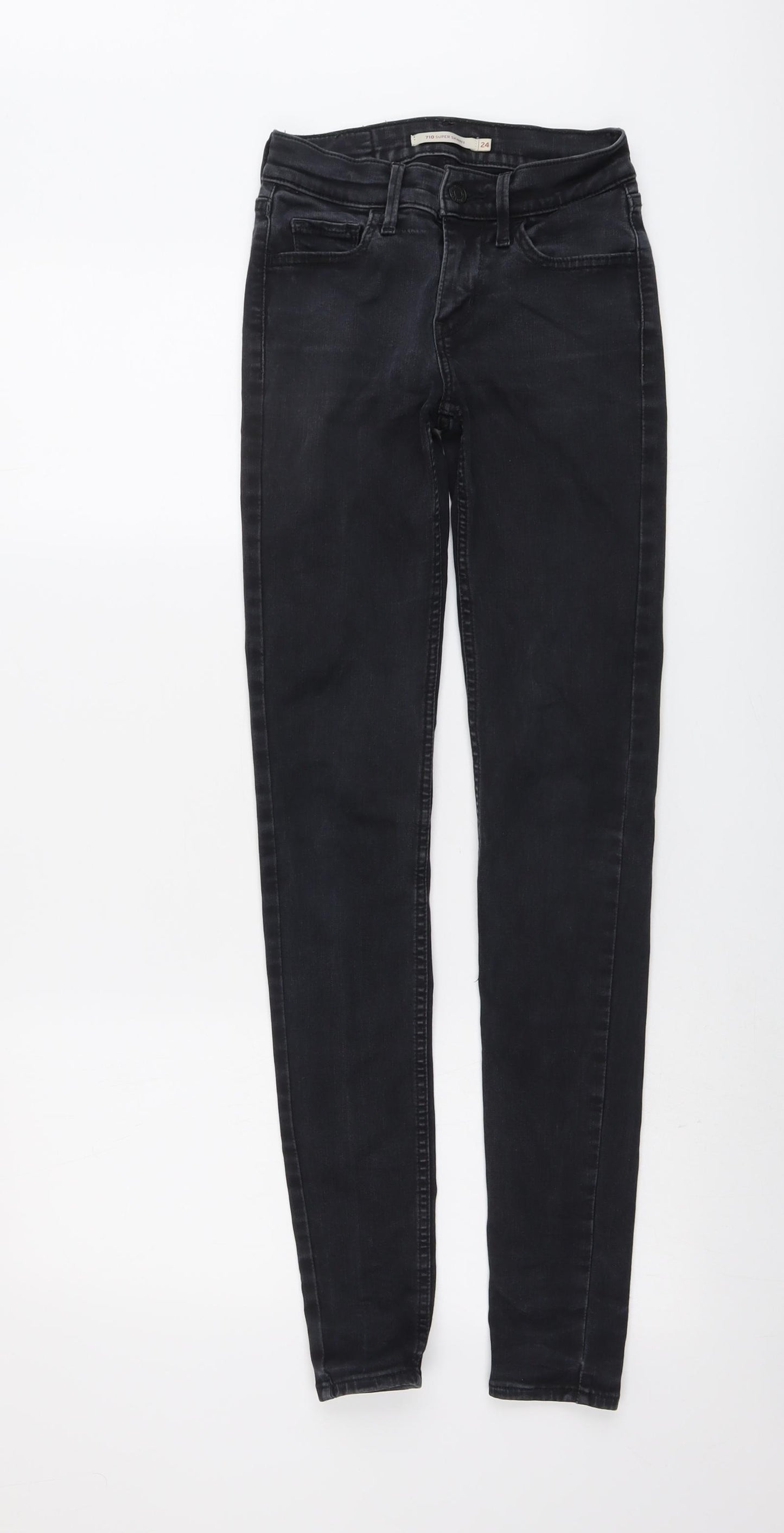 Levi's Womens Grey Cotton Skinny Jeans Size 24 in L31 in Regular Button