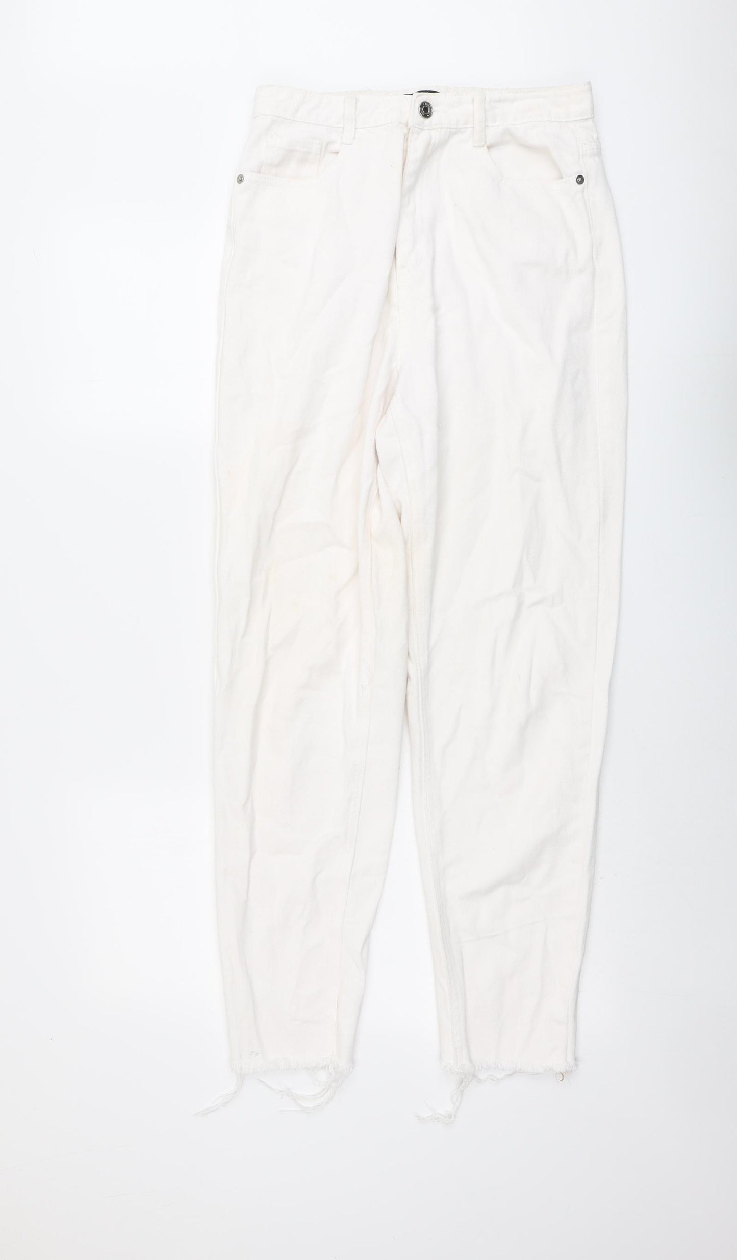 Missguided Womens Ivory Cotton Skinny Jeans Size 10 L29 in Regular Button