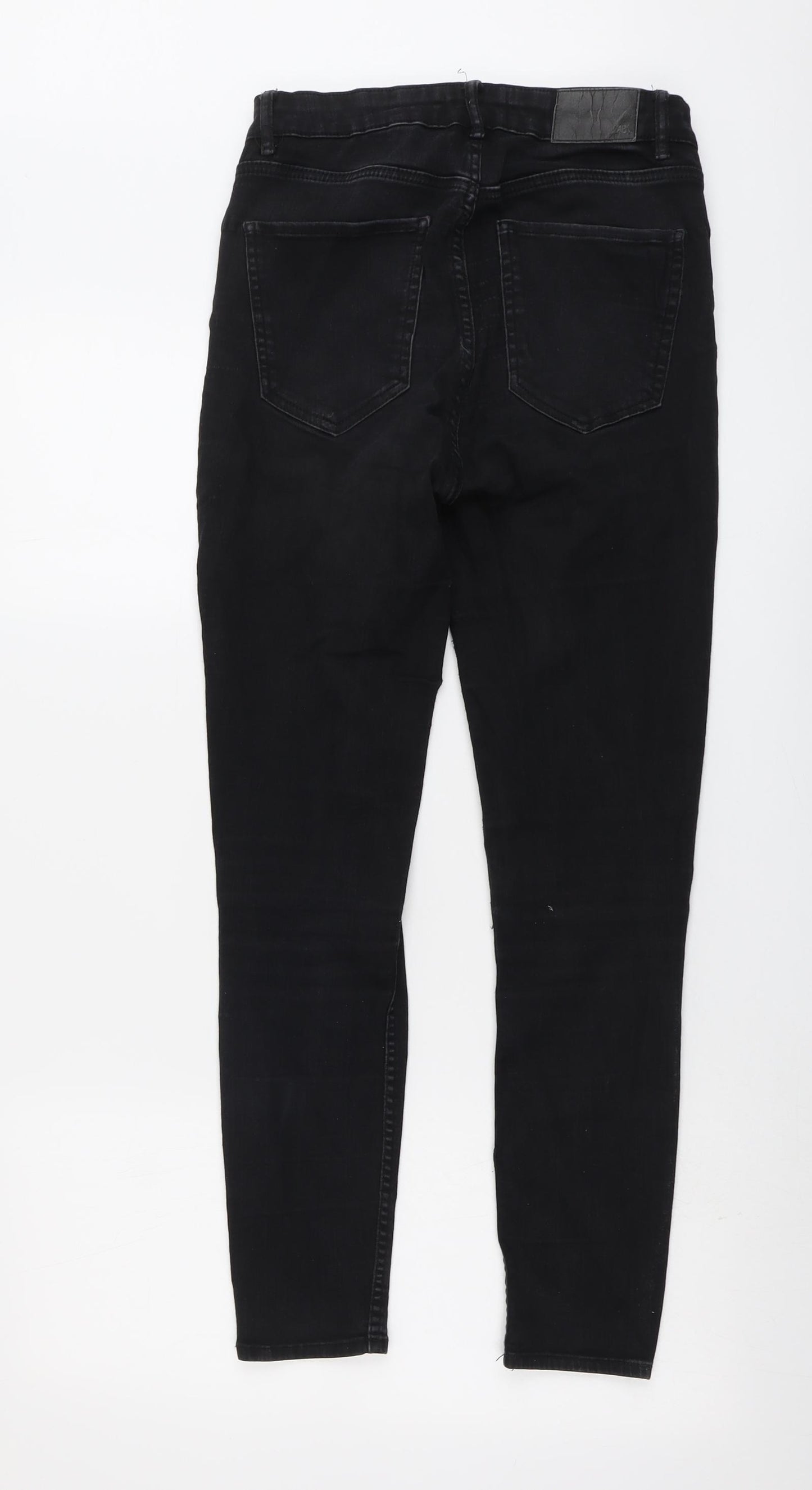Zara Womens Black Cotton Skinny Jeans Size 12 L27 in Regular Button