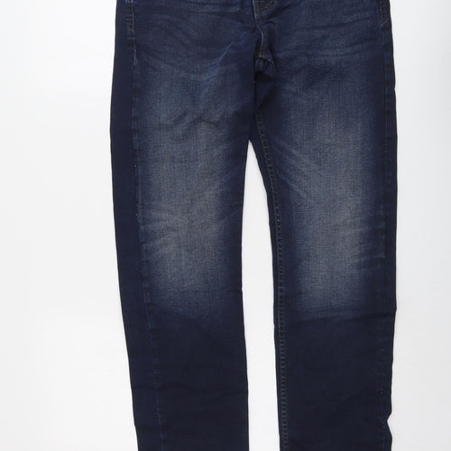 New Look Mens Blue Cotton Straight Jeans Size 30 in L30 in Regular Button