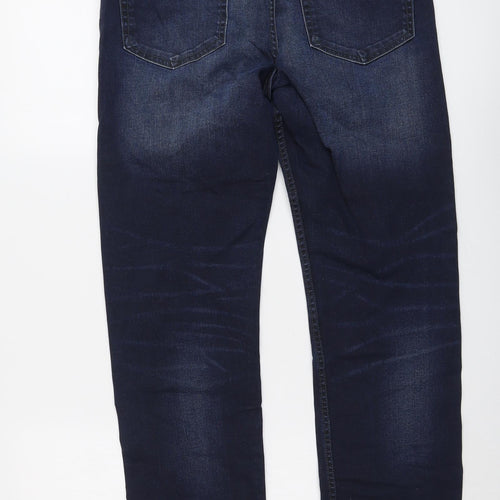 New Look Mens Blue Cotton Straight Jeans Size 30 in L30 in Regular Button