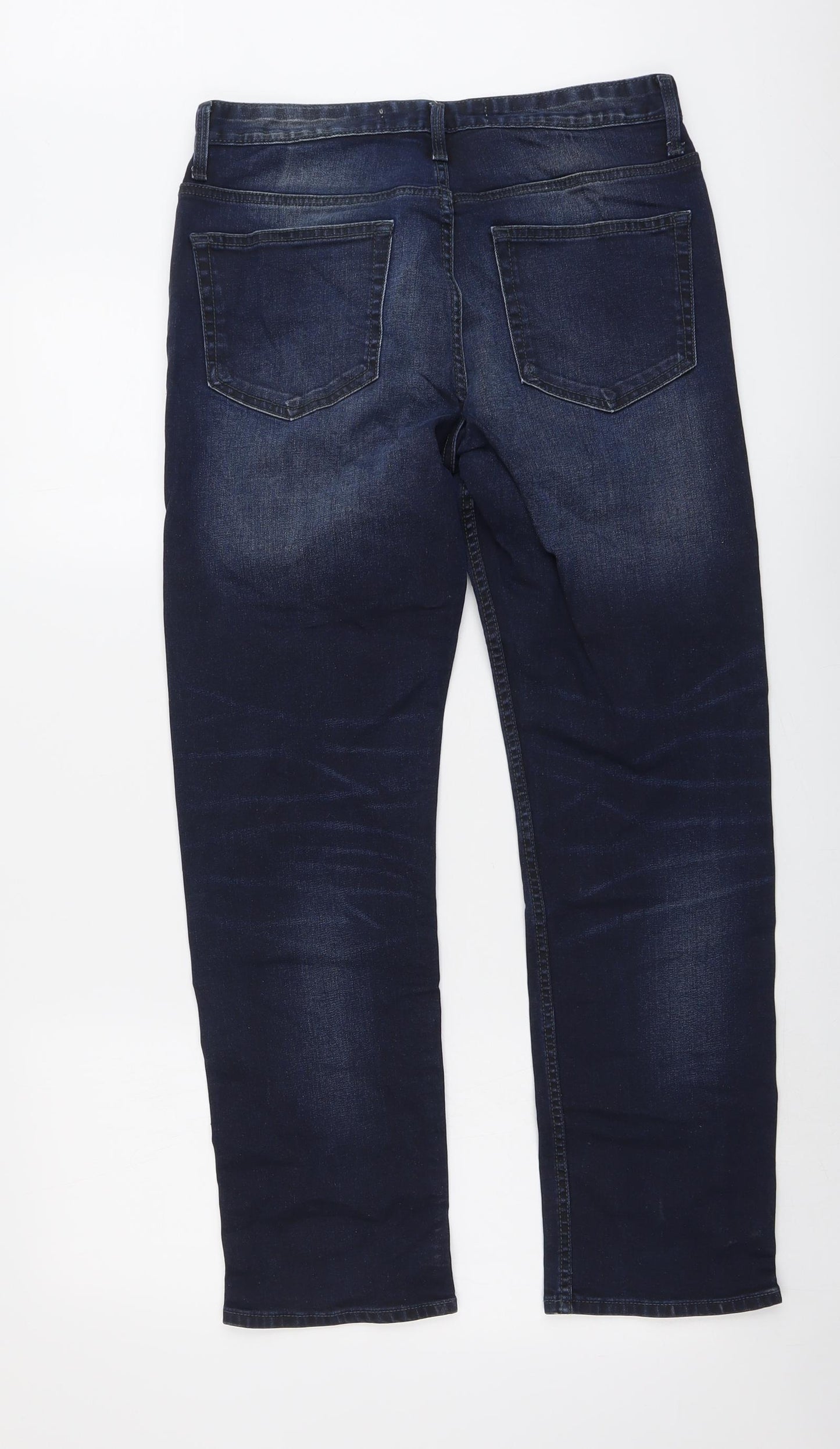 New Look Mens Blue Cotton Straight Jeans Size 30 in L30 in Regular Button