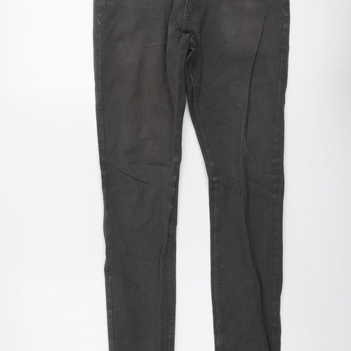 H&M Mens Grey Cotton Skinny Jeans Size 30 in L30 in Regular Button
