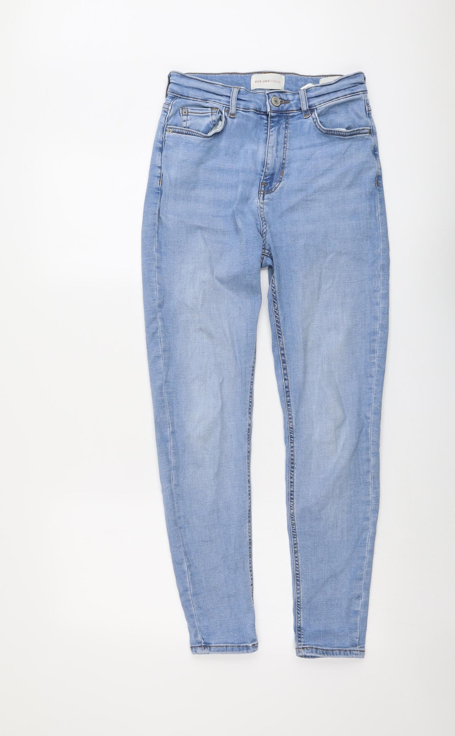 Per Una Womens Blue Cotton Skinny Jeans Size 10 L28 in Regular Button