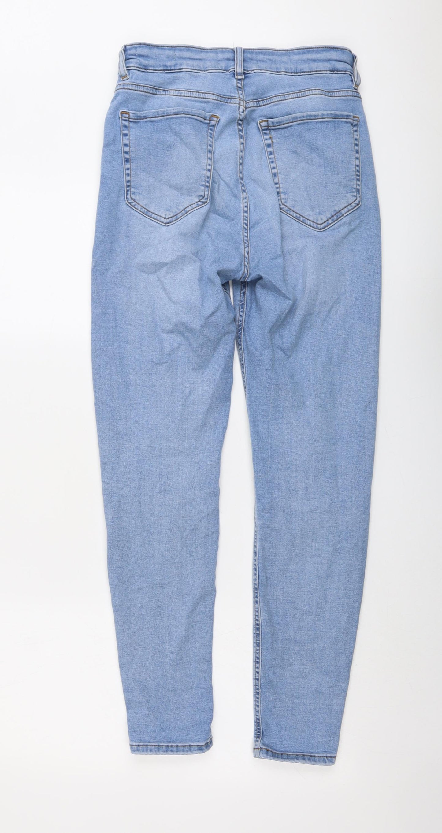 Per Una Womens Blue Cotton Skinny Jeans Size 10 L28 in Regular Button