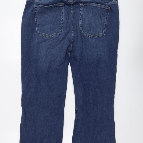 Marks and Spencer Womens Blue Cotton Straight Jeans Size 20 L28 in Regular Button