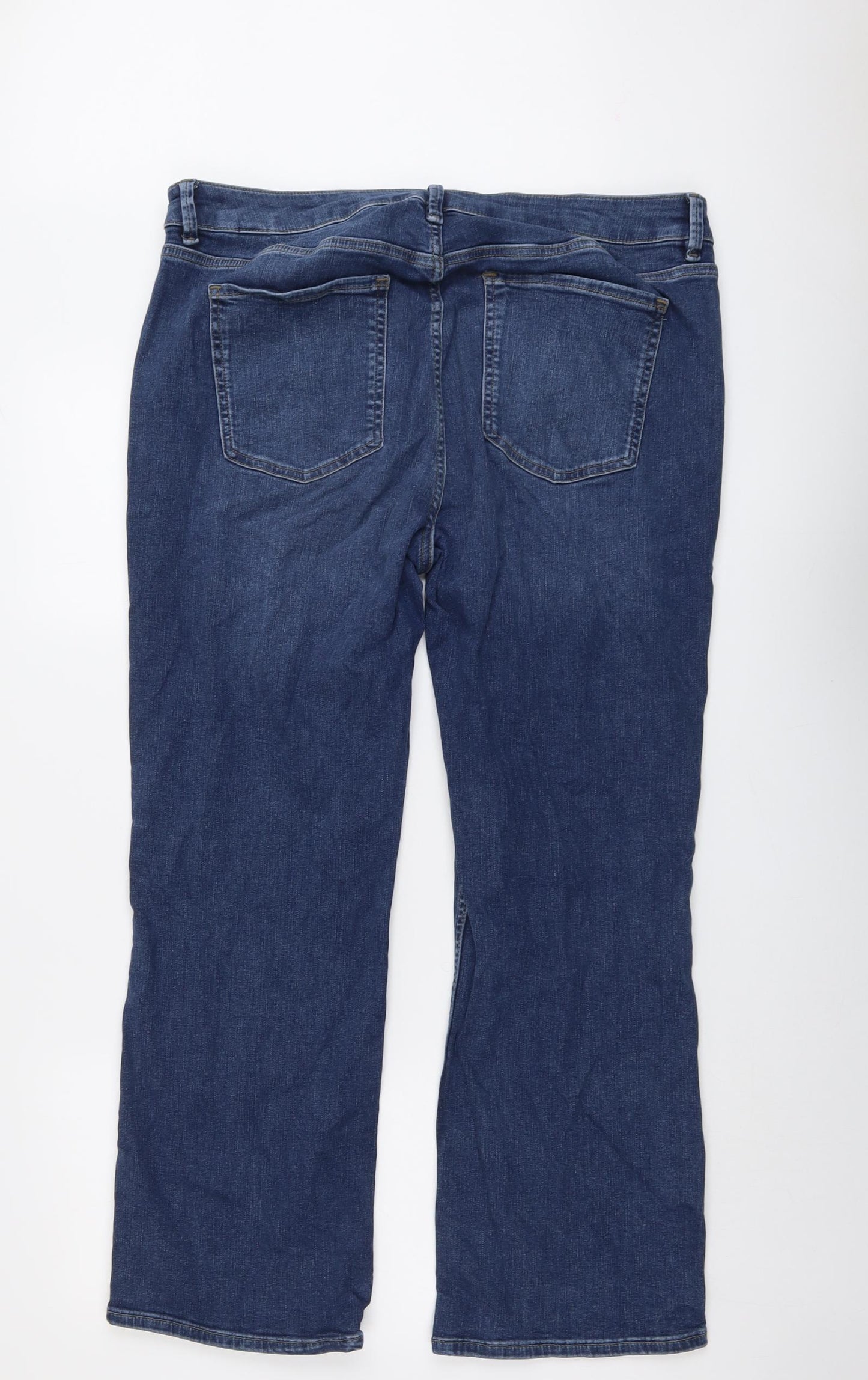Marks and Spencer Womens Blue Cotton Straight Jeans Size 20 L28 in Regular Button
