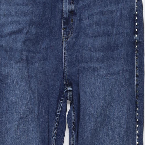 Marks and Spencer Womens Blue Cotton Straight Jeans Size 20 L28 in Regular Button