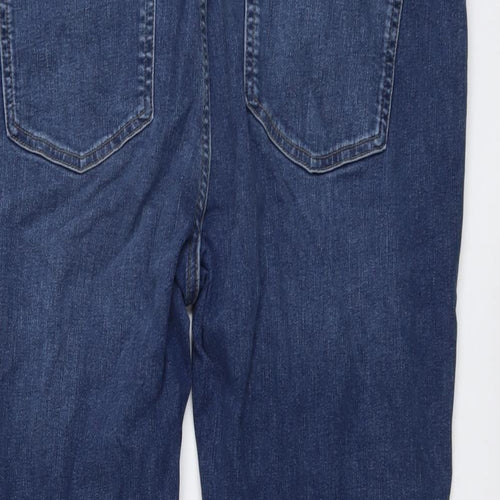 Marks and Spencer Womens Blue Cotton Straight Jeans Size 20 L28 in Regular Button