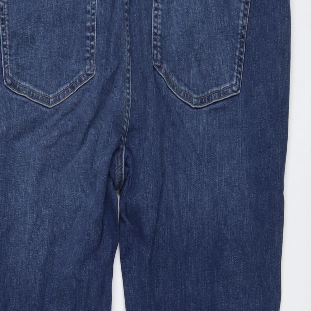 Marks and Spencer Womens Blue Cotton Straight Jeans Size 20 L28 in Regular Button