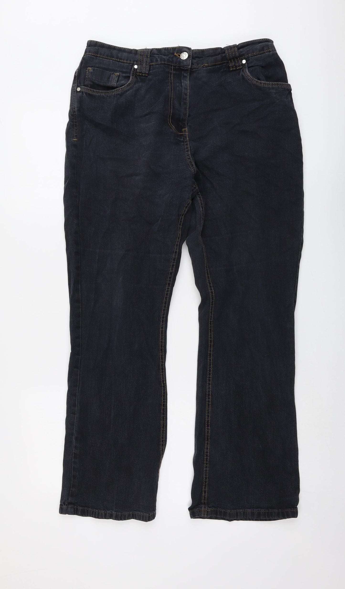 Simply Be Womens Blue Cotton Bootcut Jeans Size 16 L28 in Regular Button