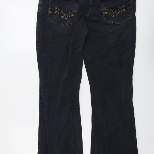 Simply Be Womens Blue Cotton Bootcut Jeans Size 16 L28 in Regular Button