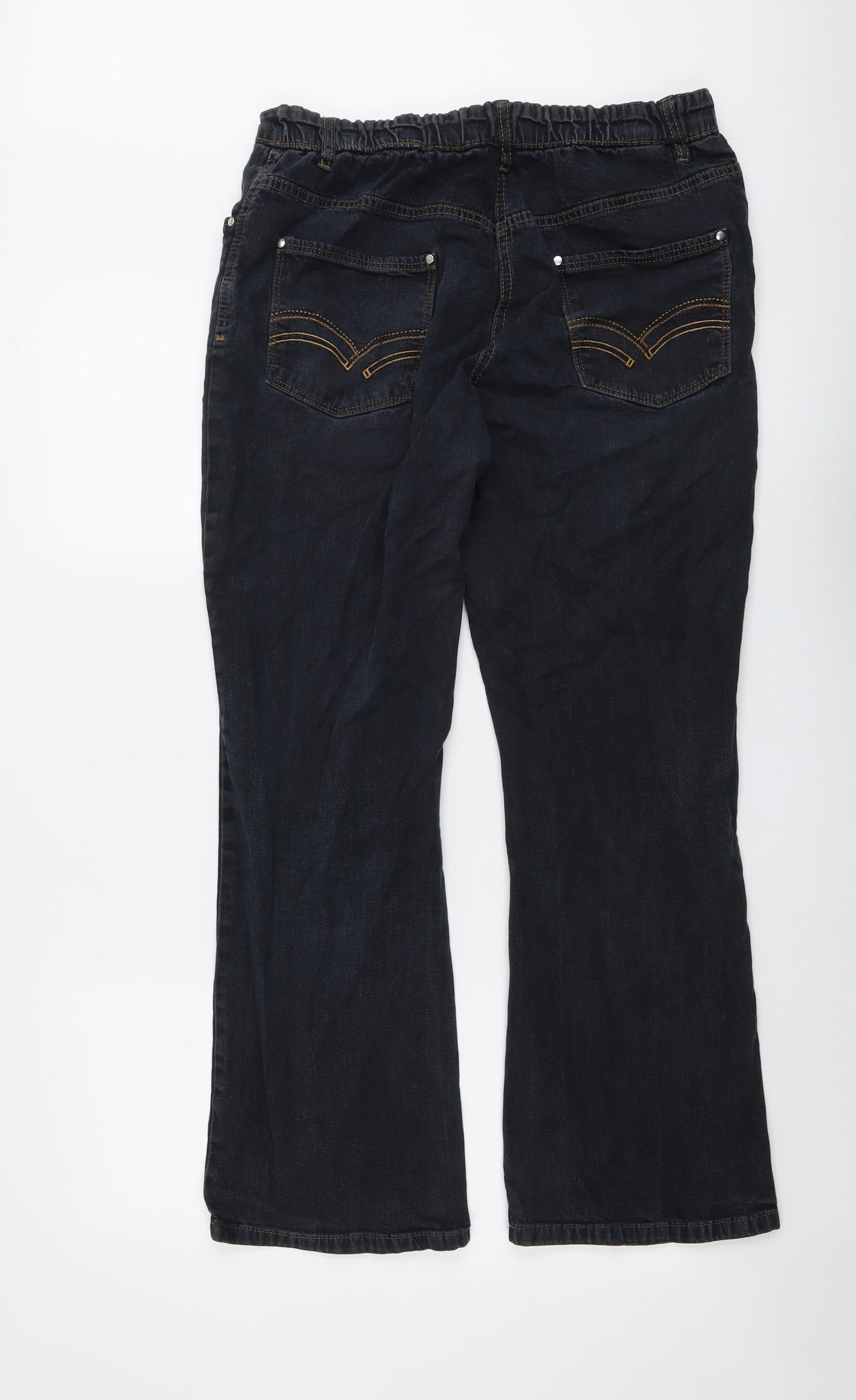 Simply Be Womens Blue Cotton Bootcut Jeans Size 16 L28 in Regular Button