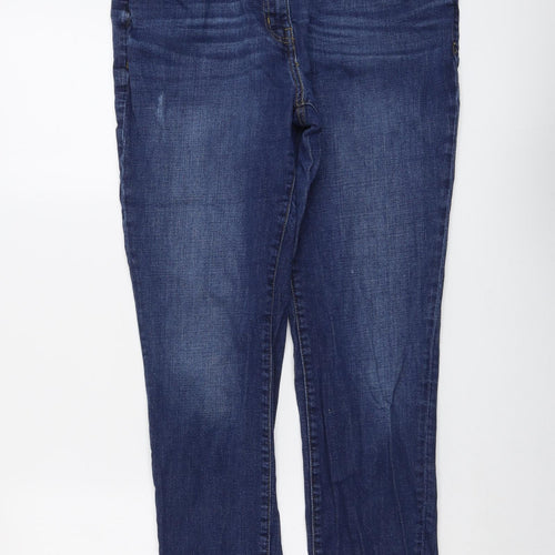NEXT Womens Blue Cotton Skinny Jeans Size 14 L30 in Regular Button