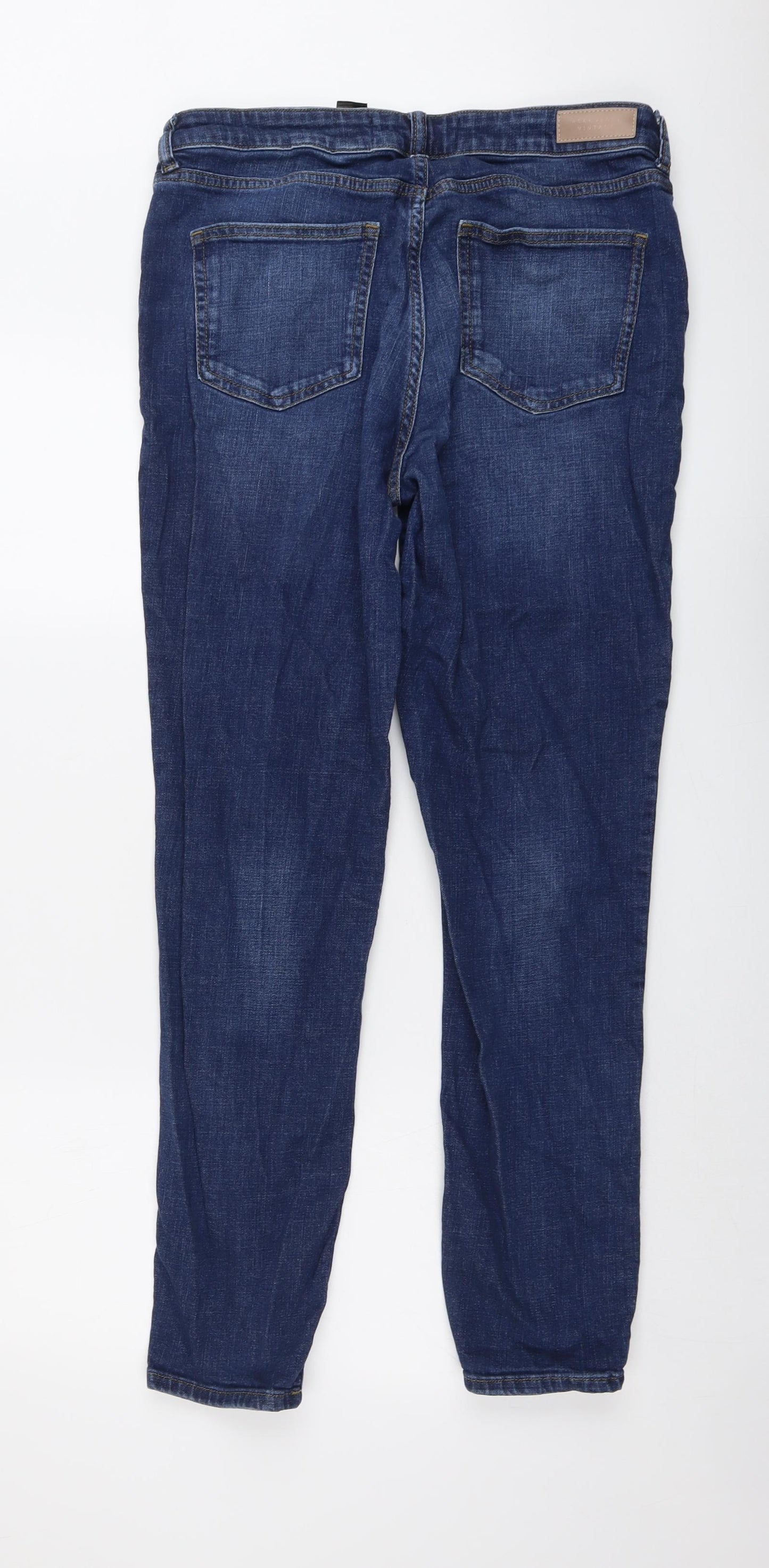 NEXT Womens Blue Cotton Skinny Jeans Size 14 L30 in Regular Button