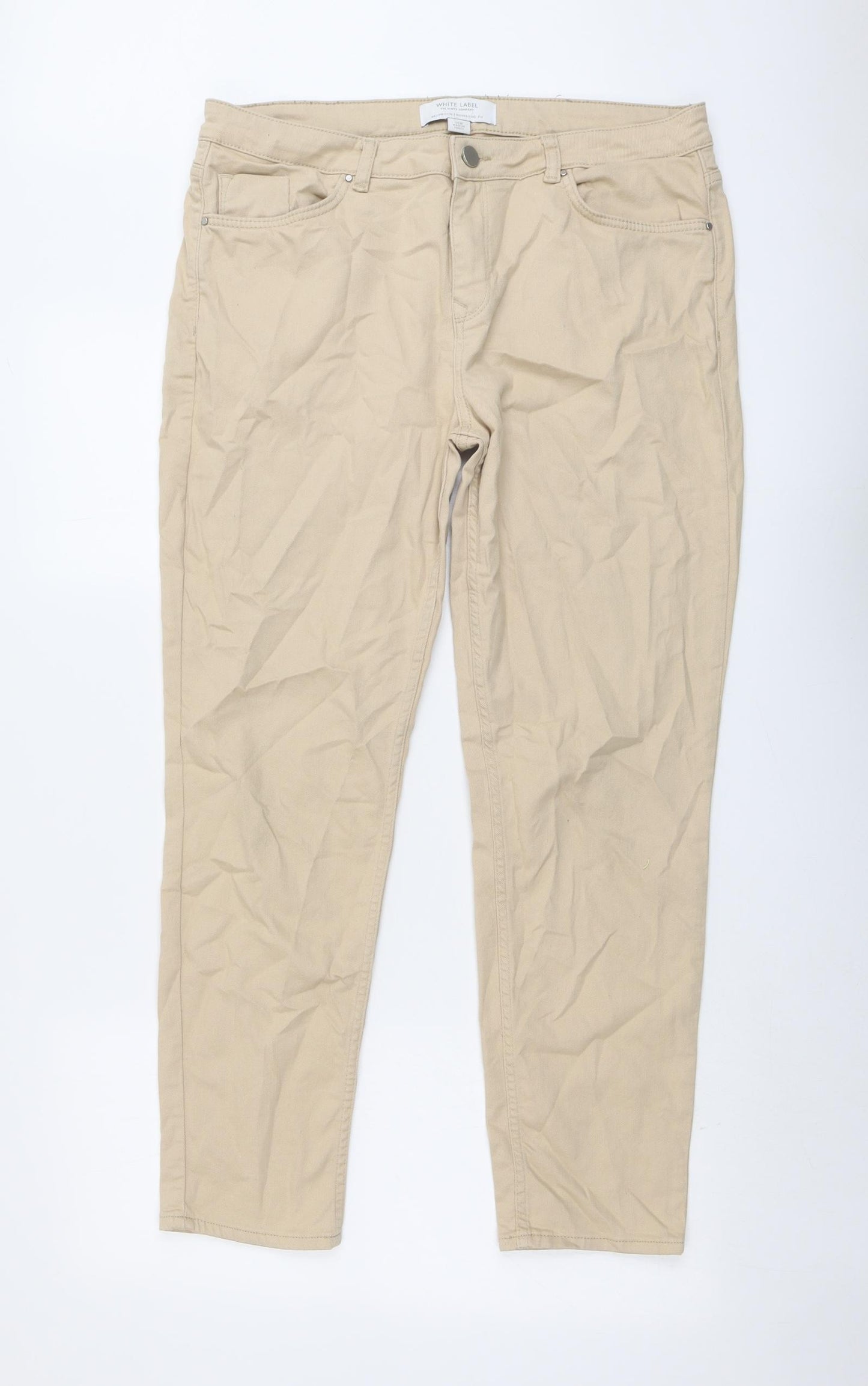 White Label Womens Beige Cotton Skinny Jeans Size 16 L28 in Regular Button