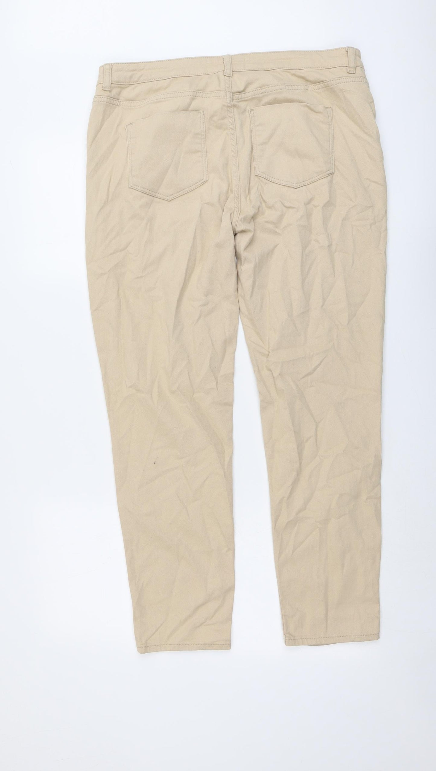 White Label Womens Beige Cotton Skinny Jeans Size 16 L28 in Regular Button