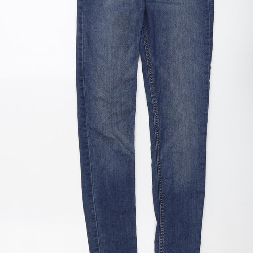 H&M Womens Blue Cotton Skinny Jeans Size 4 L29 in Regular Button