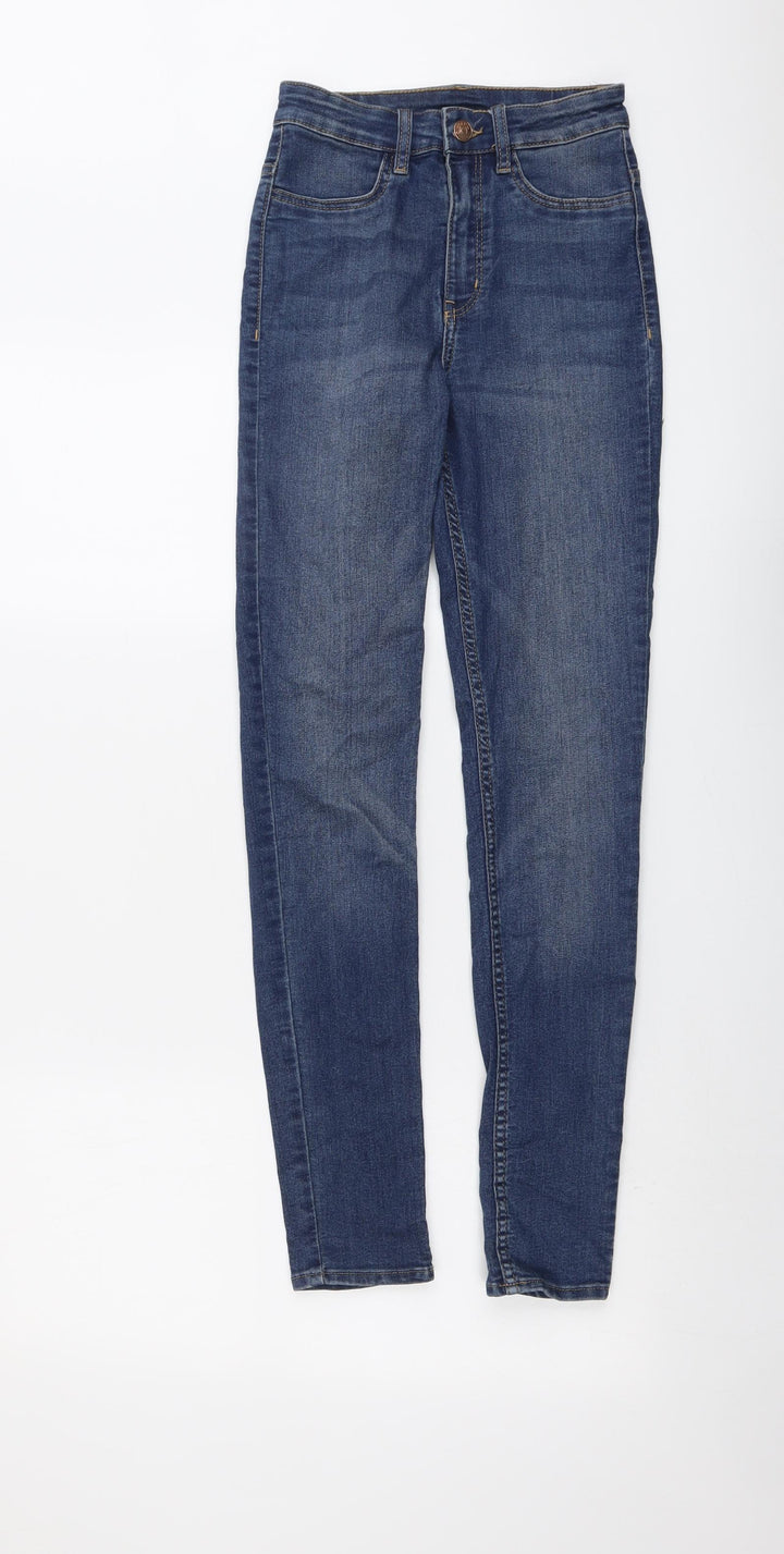 H&M Womens Blue Cotton Skinny Jeans Size 4 L29 in Regular Button