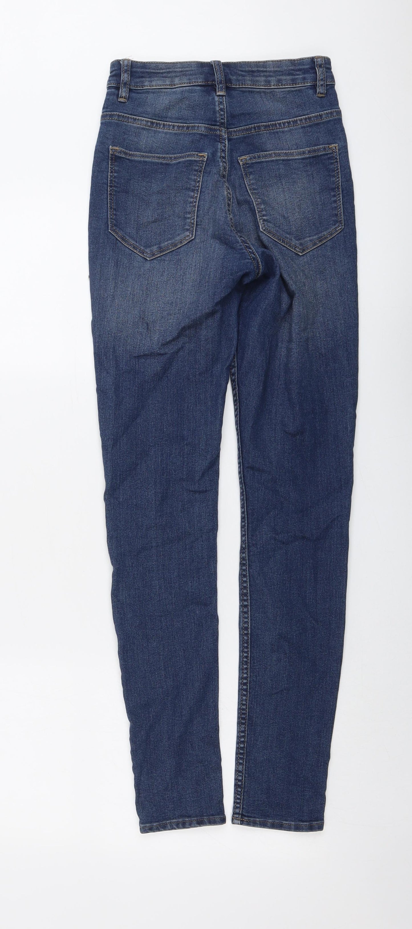 H&M Womens Blue Cotton Skinny Jeans Size 4 L29 in Regular Button
