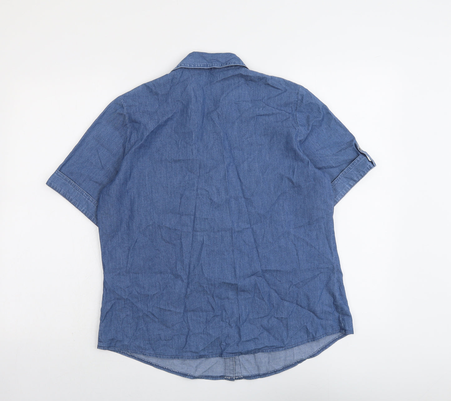 Marks and Spencer Womens Beige Cotton Basic Button-Up Size 14 Collared