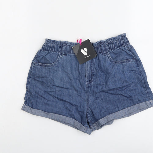 Very Girls Blue Cotton Mom Shorts Size 12 Years Regular Zip