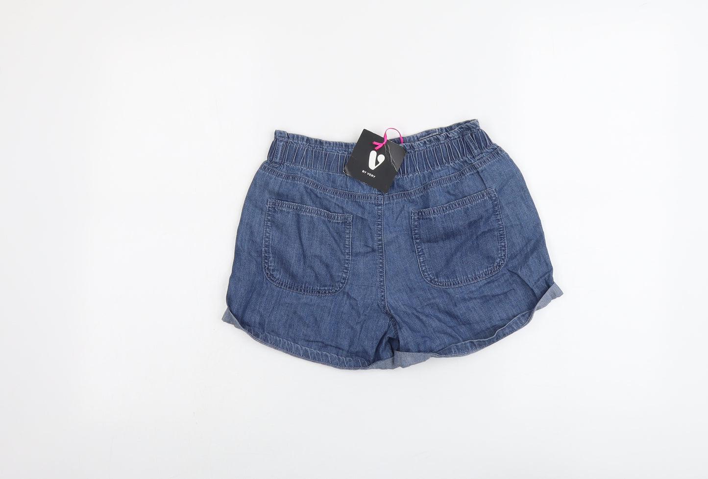 Very Girls Blue Cotton Mom Shorts Size 12 Years Regular Zip